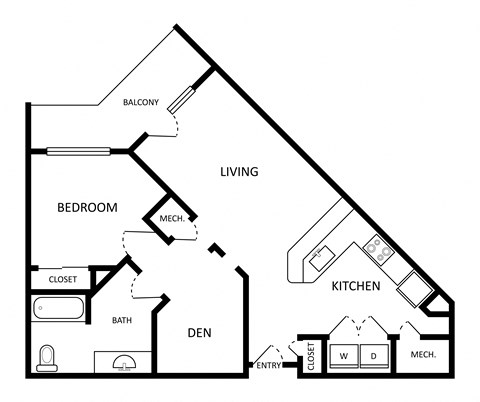 1b 1b with den 834 sqft